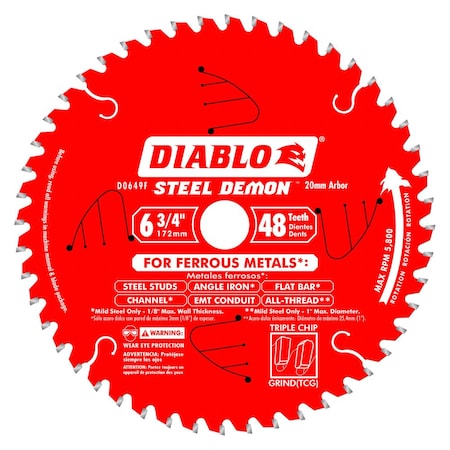 CircularSawBlade, Carbide, Dia:6.75
