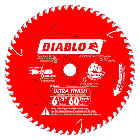 Circular Saw Blade, Carbide, Dia 6.5 in MPN:D0660X