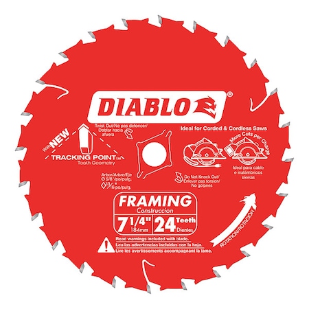CircularSawBlade, Carbide, Dia:7.25