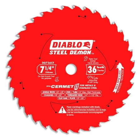 Circular Saw Blade, Cermet, Dia 7.25 in MPN:D0736CF
