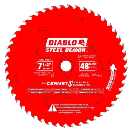 Circular Saw Blade, Cermet, Dia 7.25 in MPN:D0748CFA