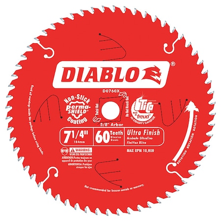 60-Teeth Circular Saw Blade, Carbide Tip MPN:D0760A