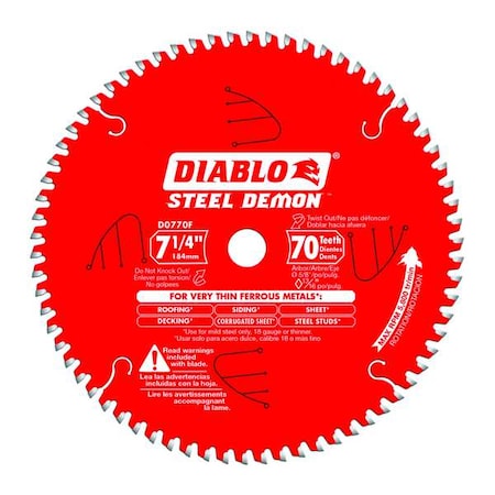 70-Teeth Circular Saw Blade, Carbide Tip MPN:D0770F
