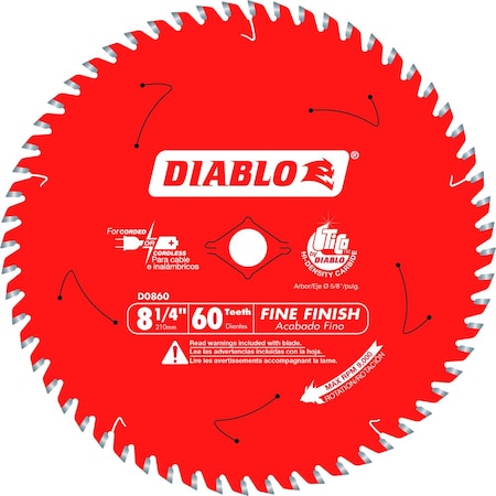 Circular Saw Blade, Carbide, Dia 8.25 in MPN:D0860X