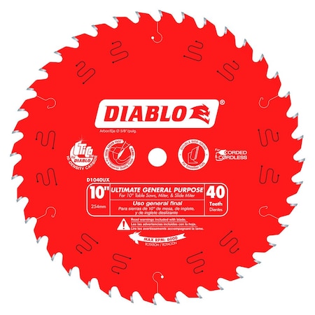 Circular Saw Blade, Carbide, Dia 10 in MPN:D1040UX