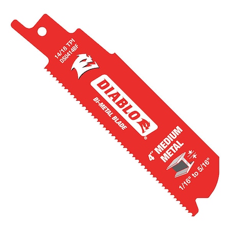 4in L x 14/18 TPI Metal Cutting Coated Reciprocating Saw Blade, 5PK MPN:DS0414BF5