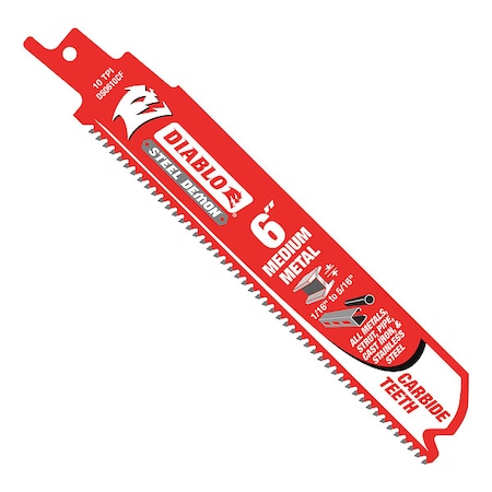 6 in L x 10 TPI Reciprocating Saw Blade, 3 PK MPN:DS0610CF3