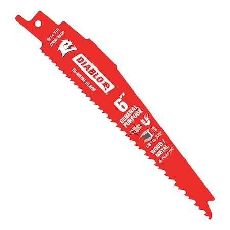 6 in L x 8/14 TPI Reciprocating Saw Blade, 5 PK MPN:DS0614BGP5