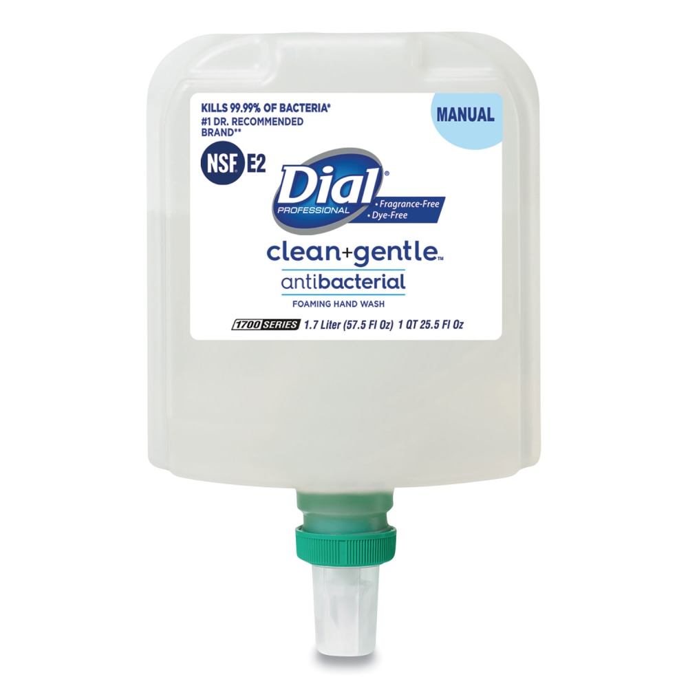 Dial Professional Clean+Gentle Antibacterial Foaming Hand Wash Refill for 1700 Dispenser, Fragrance-Free, 1.7 L, 3/Carton MPN:17000 32094