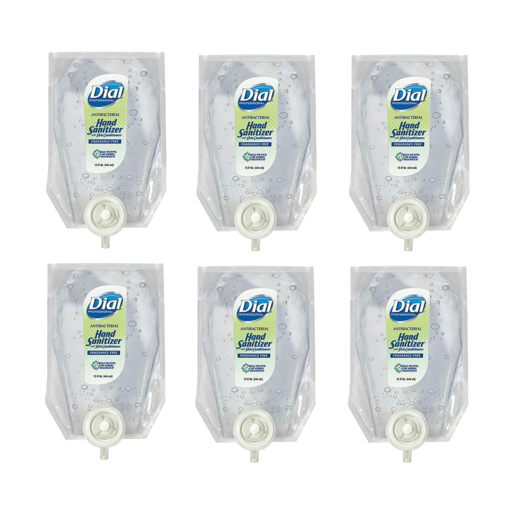 Dial Antibacterial Gel Hand Sanitizer Refill for Versa Dispenser, Fragrance-Free, 15 oz, 6/Carton MPN:17000122588