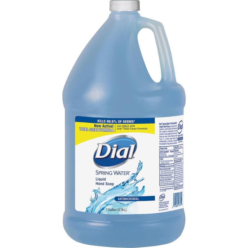 Dial Spring Water Scent Liquid Hand Soap - Spring Water Scent - 1 Gal (128 Oz) - Kill Germs - Hand - Blue - 4 / Carton MPN:15926CT
