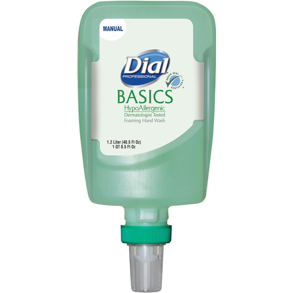 Dial Professional FIT Manual Refill Basics Foam Hand Wash - 1.27 quart - Pump Bottle Dispenser - Hand - Moisturizing - Green - No - 3 / Carton MPN:16714