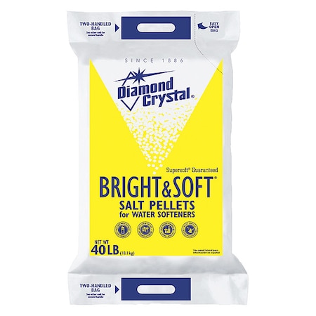 Water Softener Salt Pellets, 40 lb Bag, Bright & Soft, 99.8% Purity, NSF Certified MPN:100012407