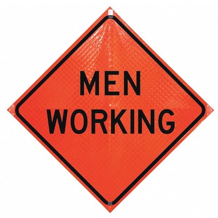 Men Working Traffic Sign, 36 in W, 36 in H, English, Vinyl, Orange MPN:RUR36-200