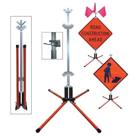 Sign Stand, Rigid and Roll-Up, Steel, 36 In, STF18-RG/RU MPN:STF18-RG/RU