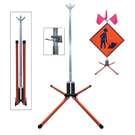 Sign Stand, Roll-Up, Steel, 36 In. MPN:STF18-RUB