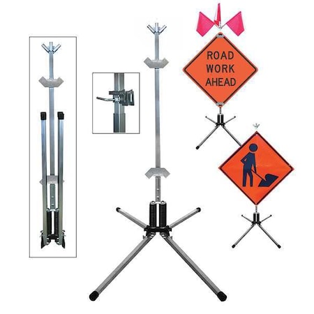 Sign Stand, Rigid and Roll-Up, Steel, 36 In, TF18-RG/RU MPN:TF18-RG/RU