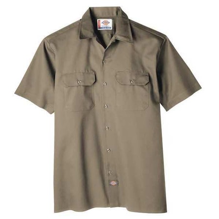 Men's Short Sleeve Work Shirt, Cotton/Polyester, Button, Tan, L MPN:2574KH RG L