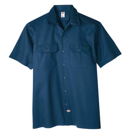 Men's Short Sleeve Work Shirt, Cotton/Polyester, Button, Navy, S MPN:2574NV RG S