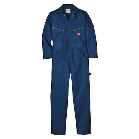 4877 Long Sleeve Coveralls, Cotton, 8.75 oz Fabric Weight, 33 in Inseam, Navy, L MPN:4877DN TL L