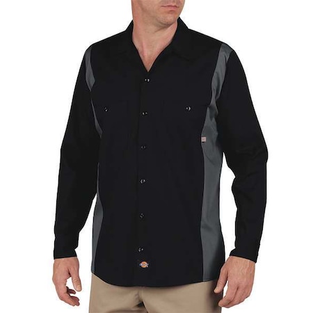 Men's Work Shirt, 35% Cotton, 65% Polyester, Button Down, Black/Gray, XL MPN:5524BC TL XL