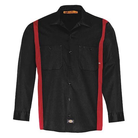 Men's Work Shirt, 35% Cotton, 65% Polyester, Button Down, Black/Red, 3XL MPN:5524BR RG 3XL
