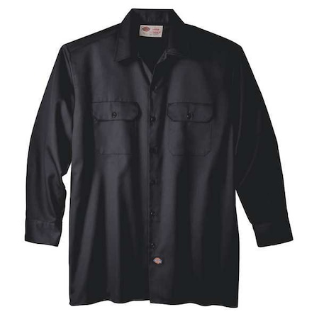 Men's Long Sleeve Work Shirt, Cotton/Polyester, Button, Black, XL MPN:5574BK TL XL