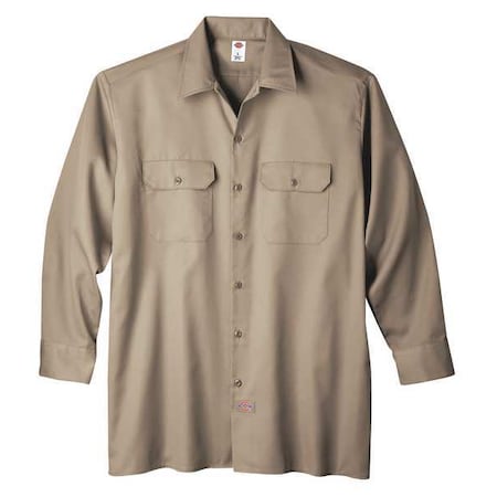 Men's Long Sleeve Work Shirt, Cotton/Polyester, Button, Tan, 2XL MPN:5574KH TL 2XL