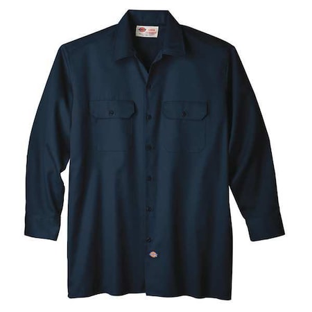 Men's Long Sleeve Work Shirt, Cotton/Polyester, Button, Navy, 2XL MPN:5574NV TL 2XL