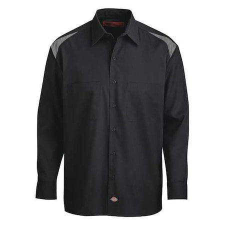 Men's Long Sleeve Shirt, 35% Cotton, 65% Polyester, Button Down, Black/Gray, 2XL MPN:6605BS TL 2XL