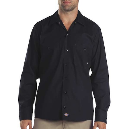Men's Long Sleeve Industrial Work Shirt, Cotton/Polyester, Button, Black, M MPN:L535BK RG M