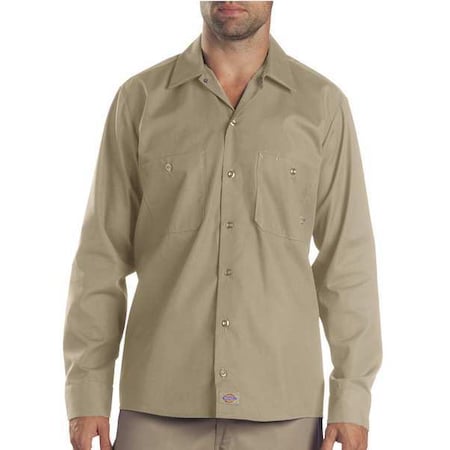 Men's Long Sleeve Industrial Work Shirt, Cotton/Polyester, Button, Tan, L MPN:L535DS RG L