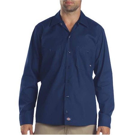 Men's Long Sleeve Industrial Work Shirt, Cotton/Polyester, Button, Navy, M MPN:L535NV TL M