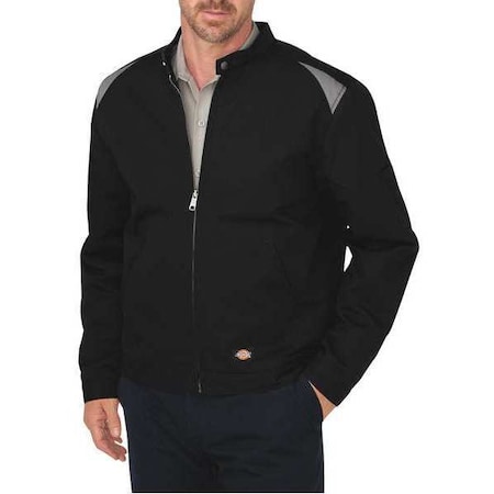 Men's Jacket, Twill, Polyester/Cotton, Zipper, Black/Silver, 3XL MPN:LJ60BS RG 3XL