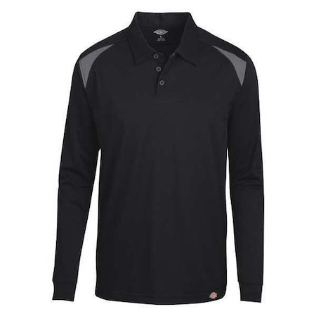 Men's Long Sleeve Shirt, Polyester, Pullover, Black/Gray, L MPN:LL66BK RG L