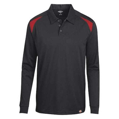 Men's Long Sleeve Shirt, Polyester, Pullover, Black/Red, M MPN:LL66ER RG M
