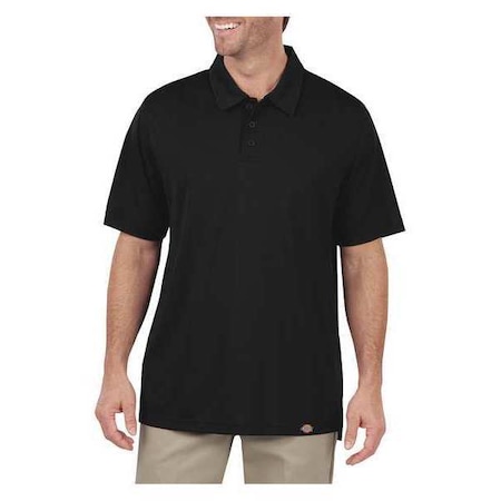Men's Short Sleeve Polo, Polyester, Pullover/Button, Black, 3XL MPN:LS45BK RG 3XL