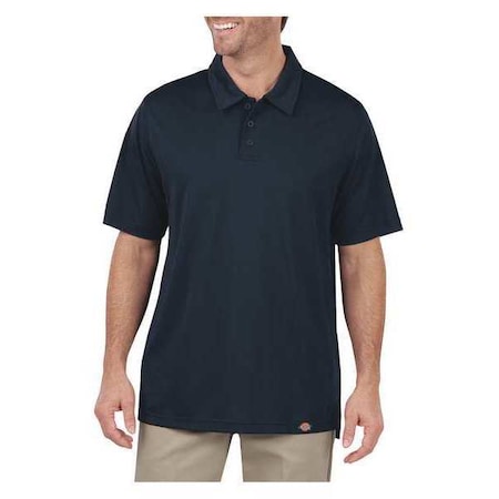 Men's Short Sleeve Polo, Polyester, Pullover/Button, Navy, M MPN:LS45DN RG M