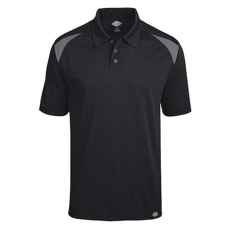 Men's Short Sleeve Polo, Polyester, Pullover, Black/Gray, L MPN:LS66BS RG L