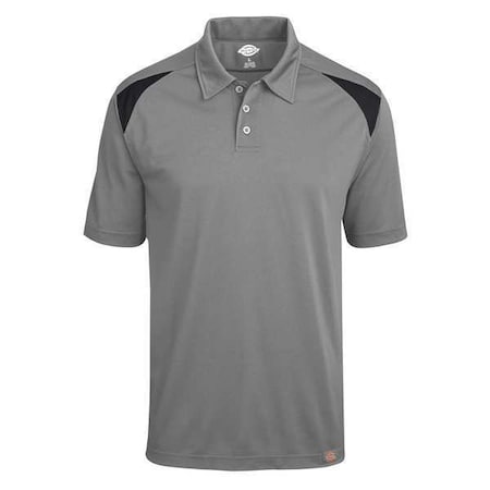 Men's Short Sleeve Polo, Polyester, Pullover, Black/Gray, L MPN:LS66SB RG L
