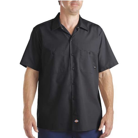 Men's Short Sleeve Industrial Work Shirt, Cotton/Polyester, Button, Black, L MPN:S535BK RG L
