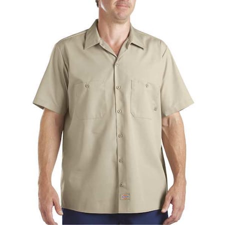 Men's Short Sleeve Industrial Work Shirt, Cotton/Polyester, Button, Tan, M MPN:S535DS RG M