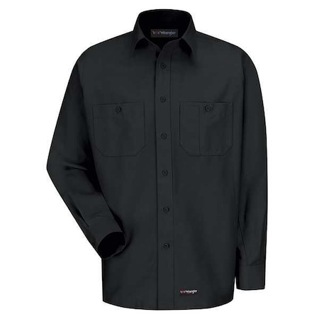 Men's Long Sleeve Shirt, 40% Polyester, 60% Cotton, Button, Black, 3XL MPN:WS10BK RG 3XL