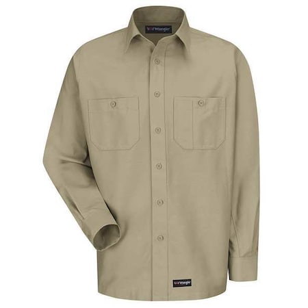 Men's Long Sleeve Shirt, 40% Polyester, 60% Cotton, Button, Tan, L MPN:WS10KH LN L