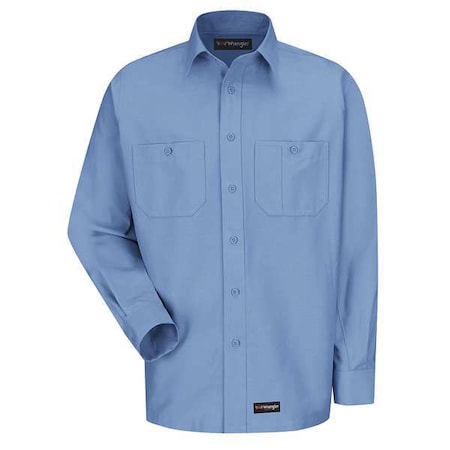 Men's Long Sleeve Shirt, 40% Polyester, 60% Cotton, Button, Light Blue, XL MPN:WS10LB LN XL