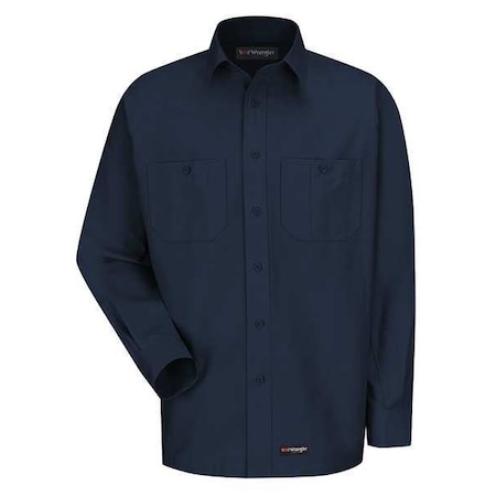 Men's Long Sleeve Shirt, 40% Polyester, 60% Cotton, Button, Navy, L MPN:WS10NV RG L