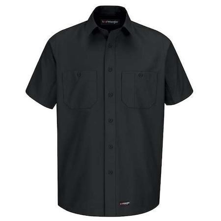 Men's Short Sleeve Shirt, 40% Polyester, 60% Cotton, Button, Black, 2XL MPN:WS20BK SS XXL