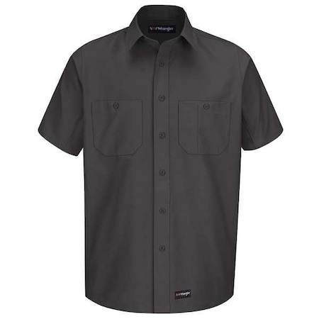 Men's Short Sleeve Shirt, 40% Polyester, 60% Cotton, Button, Charcoal, S MPN:WS20CH SS S
