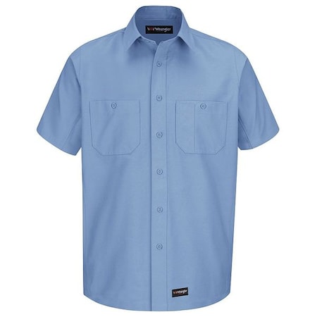 Men's Short Sleeve Shirt, 40% Polyester, 60% Cotton, Button, Light Blue, M MPN:WS20LB SS M