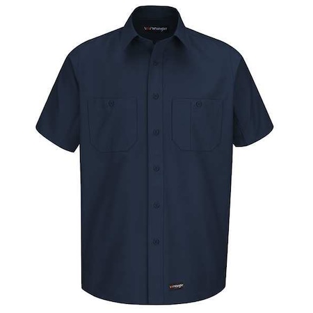 Men's Short Sleeve Shirt, 40% Polyester, 60% Cotton, Button, Navy, 2XL MPN:WS20NV SS XXL